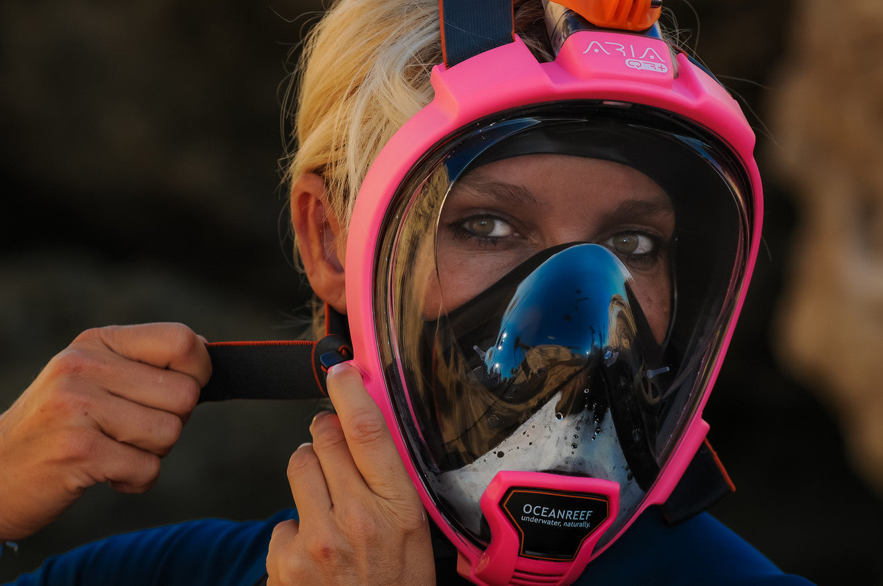 Ocean Reef Aria QR Full Face Snorkeling Mask Pink M/L