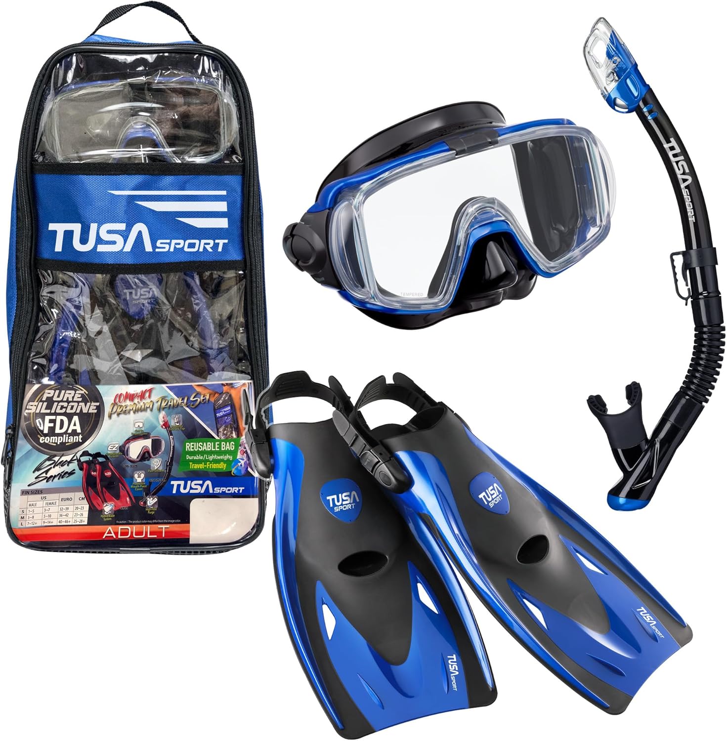 TUSA Sport Adult Visio Tri-Ex Travel Set Blue Large